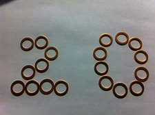 Sealing / return line washers, Copper, 10MM ID - 15MM OD - 1.5mm Thick,, 20 Pk.