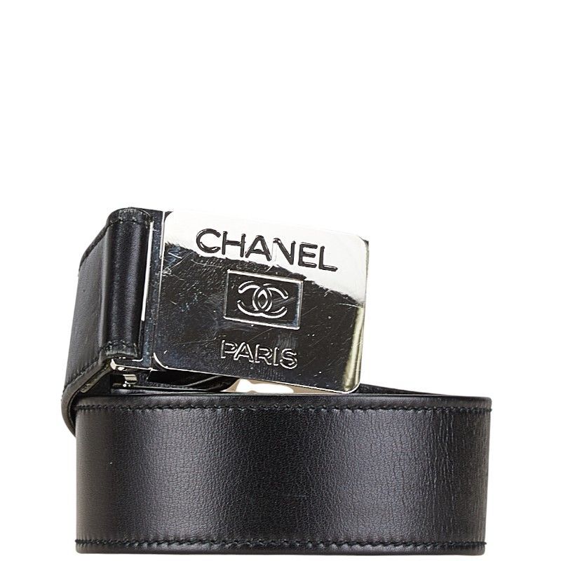 【いつものスタイルを格上げ♪】CHANEL★ベルト CCマーク CHANEL CC Mark Plate Buckle Leather Belt Black/Silver 65/26