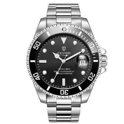 Edelstahl Herren Tevise Automatische Mechanische Uhren Silber Armband Geschenke