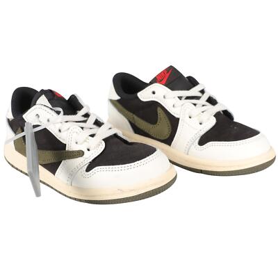 NIKE + TRAVIS SCOTT BLACK KINDER AIR JORDAN 1 LOW OLIVE SNEAKER EU 26 UK 8,5 US 9