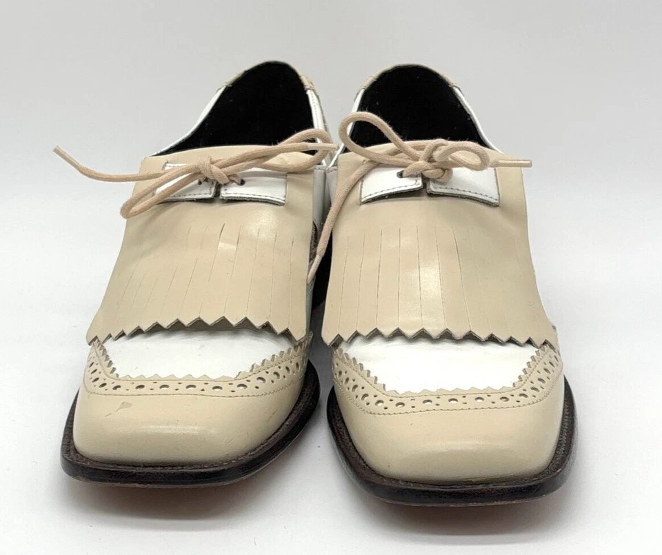 Zapatos Oxford Kenneth Cole vintage para mujer flecos crema marfil talla 6,5 Foto 2 de 4
