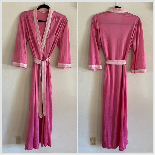 1970s Diane Von Furstenberg Pink Robe Hostess Disco Loungewear DVF Sz Medium VTG - Picture 12 of 24
