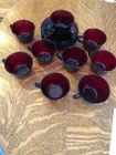 16 pc set Vtg ANCHOR HOCKING Depression Glass ROYAL RUBY Red  9 CUPS & 7 SAUCERS