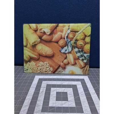 Glass Cutting Board Multicolor Bakery Bread Muffins Country Kitchen