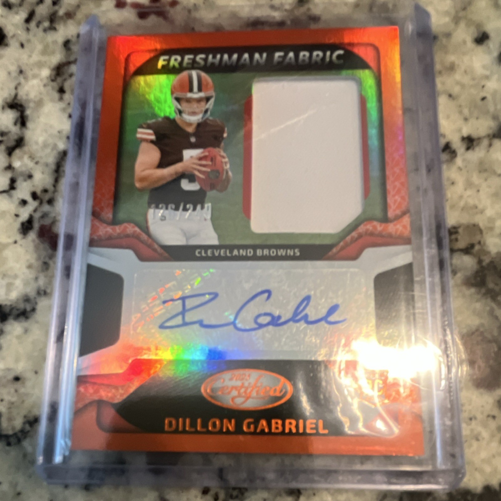 2025 Panini Certified Freshman Fabric Dillon Gabriel Auto Patch Orange /249
