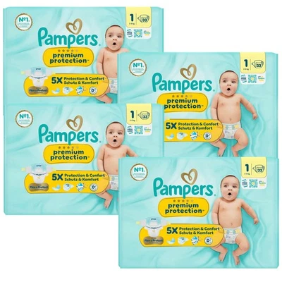 132 Stück Pampers Premium Protection Größe 1 Mini 2-5kg Einwegwindeln - Bild 1 von 3