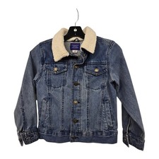 Sears Simply Styled Denim Jacket Kids SM 8 Sherpa Collar Trucker Coat Western