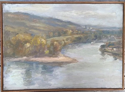Huile sur toile « La Seine et Vetheuil « Jean Serriere ( 1893-1968 ) - Photo 1/4
