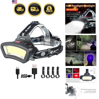 COB Floodlight Headlamp USB Rechargeable with Red Light, 2000 Lumen LED Headl...