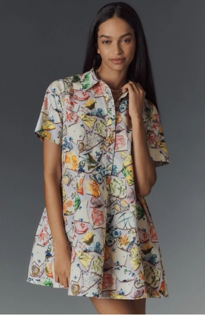 the pollie short sleeve swing tunic mini dress By Anthropologie Pollie Short-Sleeve Swing Tunic Mini Dress at MarketFair Shoppes in Princeton, NJ