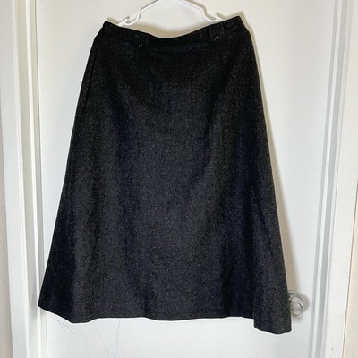 Appleseeds Grey 100% Wool A-Line Midi Skit Women's 10P Elastic Waist
