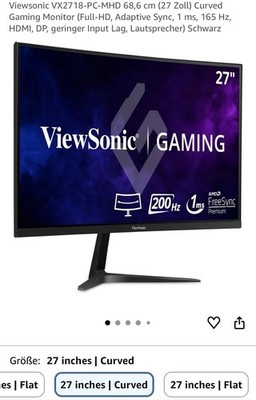 ViewSonic VX2718-2KPC-mhd 27 Zoll Curved Gaming Monitor WQHD 165Hz mit OVP