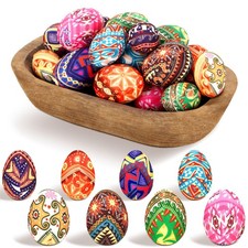 24 Pcs Pysanky Easter Eggs Ukrainian Floral Easter Spring Bowl Filler Decor Fabr