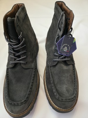 Alpine Mens Bryson Lace Up Moc Toe Style Gray Suede Leather Upper AD23MC002-GRY
