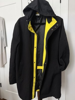 EUC Spirit Airlines Black Yellow Trench Tain Coat Jacket Flight Attendant Mens M