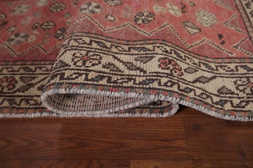 Pink Traditional Rug 4x7 Hand-knotted Wool Geometric Vintage Ideal for Any Room - Picture 11 of 18