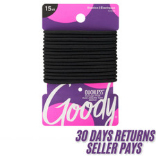 Ouchless Elastic Hair Ties - 15 Ct, Black, 4MM Rubber Bands for Hair, Pain-Free
