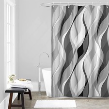 Grey Shower Curtain Modern Abstract Black and Grey Striped Shower Curtain Set...