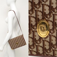 Authentic Vintage Christian Dior Oblique Monogram Shoulder Crossbody Bag