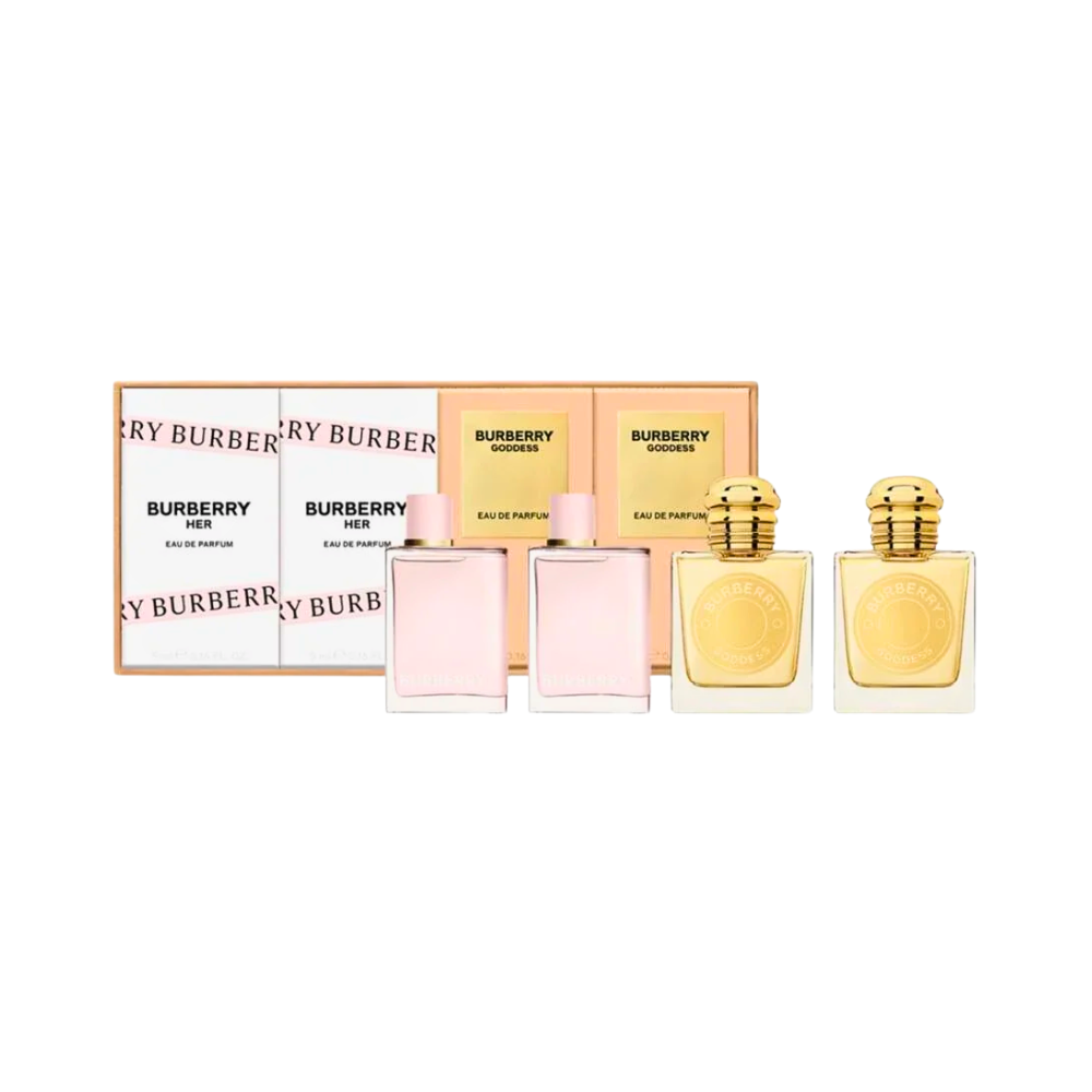 Burberry Her & Goddess Mini Perfume Set 4x 0.17oz New in Box-image