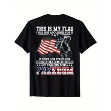 American Flag  Soldier Print T-Shirt with Bold "Stand for Freedom" Slogan