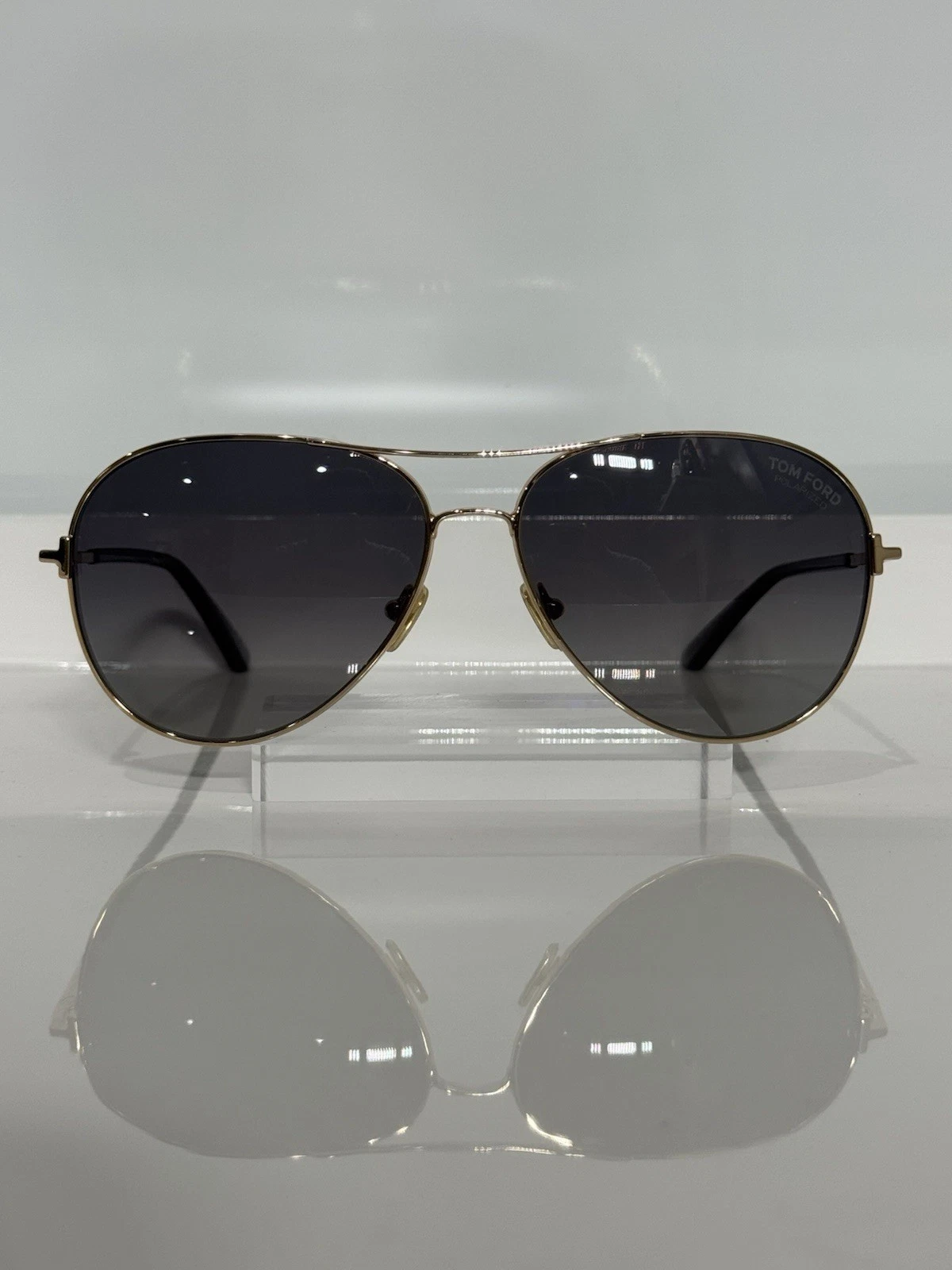 Tom Ford — Tom Ford Clark TF823 28D Gold Aviator Unisex Polarized Gray Sunglasses