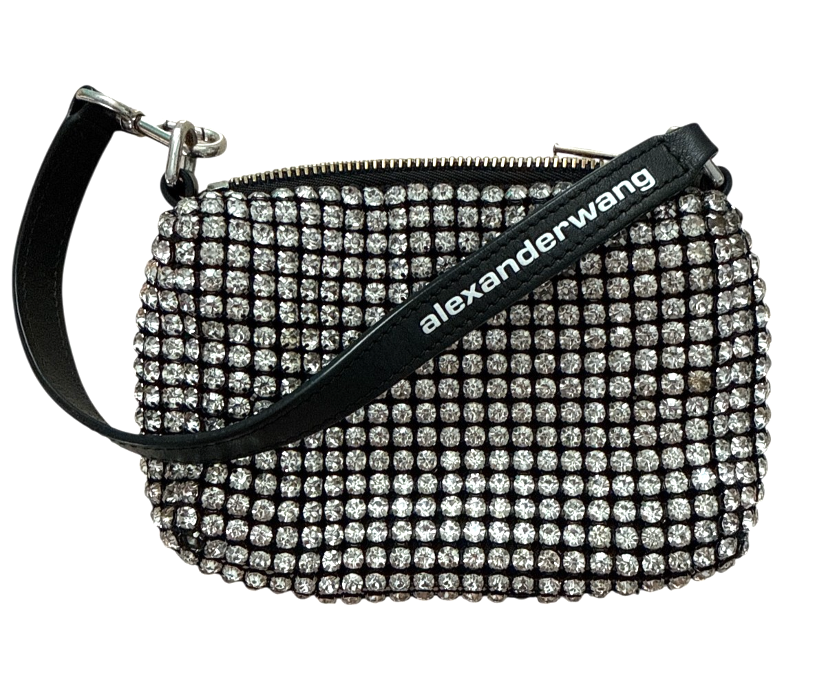 美品 Alexander Wang Heiress ミニ ラインストーン バッグ ALEXANDER WANG Mesh Crystal Rhinestone Mini Heiress Pouch Black