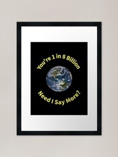 World Globe Population Say More Yel Framed Wall Art Poster Canvas Print Picture