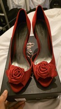 Phase Eight Red Corsage Peep Toe Heels Size 7 | Occasion Wedding Party Shoes