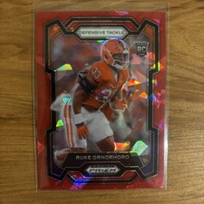 2024 Prizm Draft Picks Ruke Orhorhoro RC #148 Red Cracked Ice Clemson Tigers