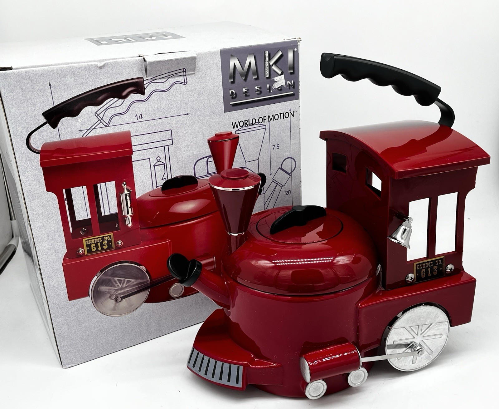 MKI Kamenstein Tea Kettle Pot World of Motion Steam Engine Train 613 Red
