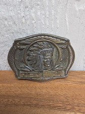 Vintage 1988 Red Man Chewing Tobacco Pinkerton Brass Belt Buckle Limited Edition