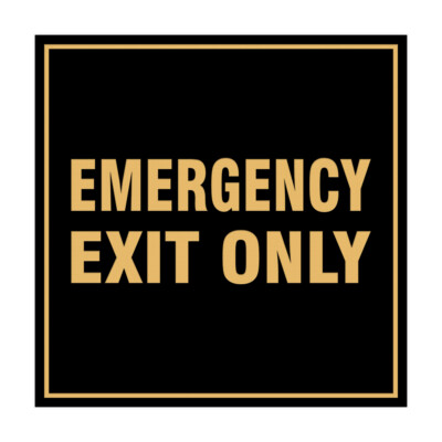 Square Emergency Exit Only Sign (Black Gold) - Large