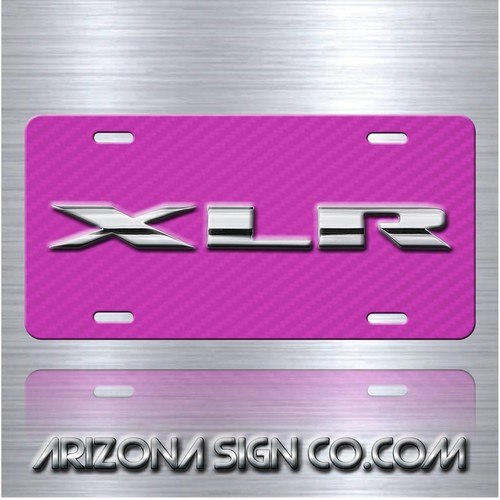 CADILLAC XLR Inspired art on Simulated Carbon Fiber Aluminum License Plate Pink