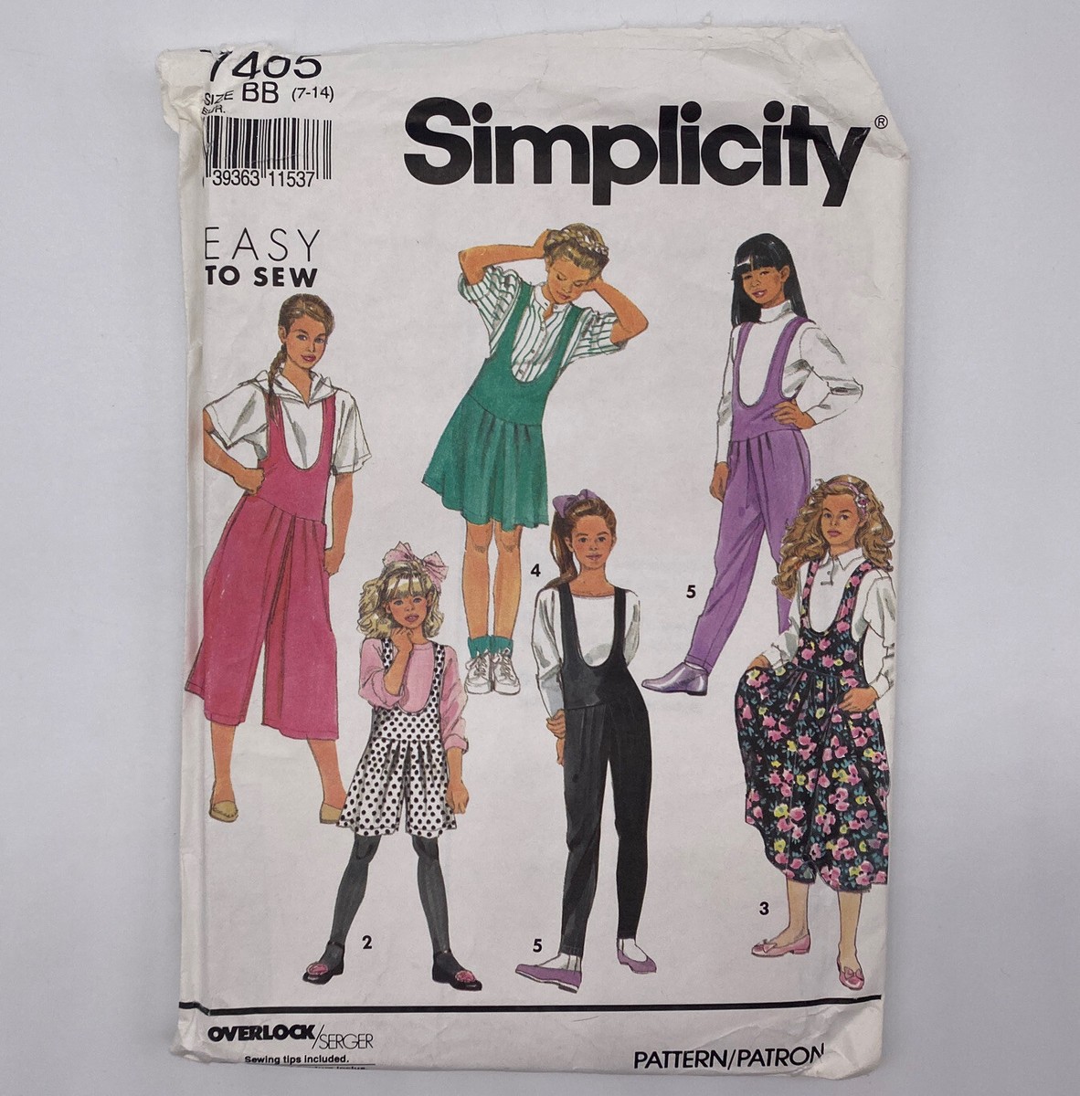 SY ページ① Vintage Simplicity Sewing Pattern 7405 Childrens Jumper Sizes 7 To