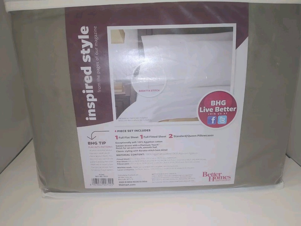 Better Homes And Garden FULL Sheet Set 100 Egyptian Cotton Gray 400 Thread NEW eBay