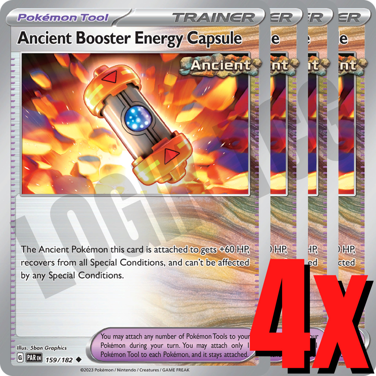 4x Ancient Booster Energy Capsule 159/182 x4 - Paradox Rift - Pokemon - Playset