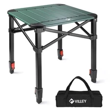 VILLEY Folding Camping Square Table w/Bag Lightweight Aluminum Adjustable Tables
