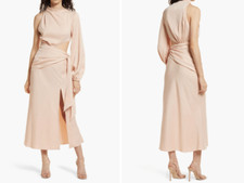 NWT Misha Collection x Revolve Maryan Dress in Pink Rose Cloud Cut Out Faux Wrap