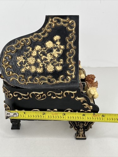 PIANO w/CHERUBS MUSICAL Box Revolving Cherubs Valentine's Day Simson - WORKS - Picture 15 of 15