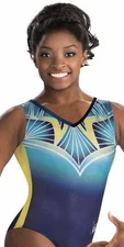 Simone Biles GK ELITE gymnastics Leotard RADIATING ULTRAMARINE Holotek Tank  AS