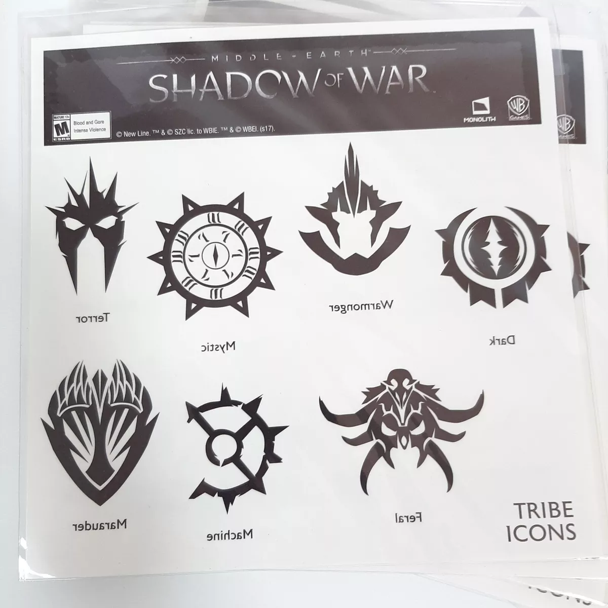 12 Lord Rings Tribe Temporary Tattoos Video Game Party Favors Boys Shadow  War