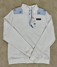 NWT Vineyard Vines Girls Size XL Shep Shirt 1/4 Zip Pullover W/Seersucker Print