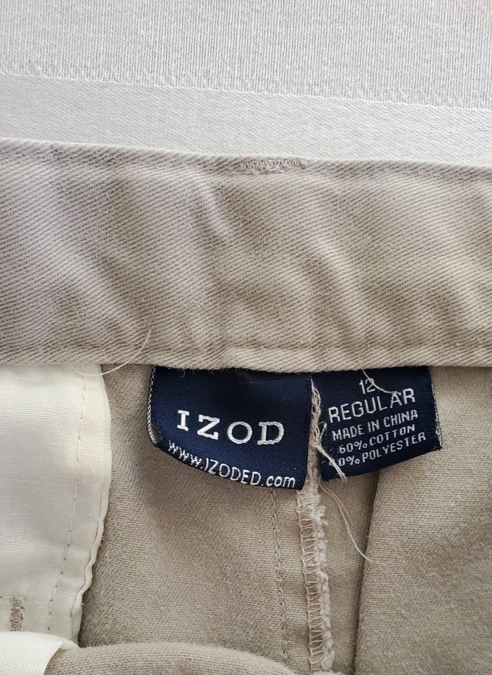 Pantalones Cortos Uniforme Izod Beige Marrón Talla 12R Algodón X2 Foto 4 de 4