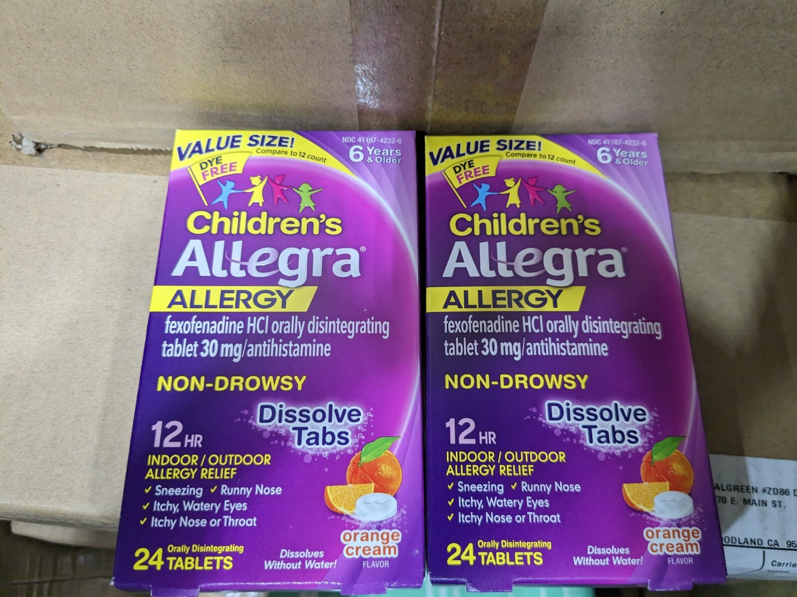 Children's Allegra Allergy-12 Hor Relief-48 Dissolve Tabs-Orange Cream Exp 05/25