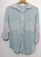 Lovely Melody Shirt Women Medium Button Up Sweater Like 3/4 Sleeve Festival Boho