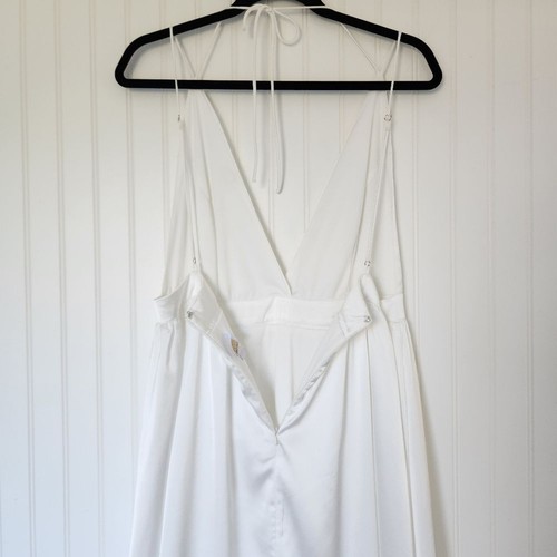 LULU'S 'This is Real Love' White Satin Slit Open Back Maxi Dress size Large - Picture 6 of 9