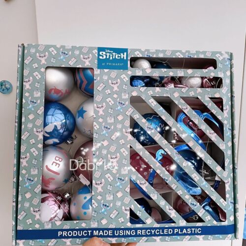 DISNEY STITCH AT PRIMARK CHRISTMAS  25 PACK DECORATIONS BAUBLES TREE TOPPER BNIB - Picture 1 of 2