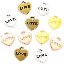200Pcs Love Heart Charms Pendant DIY Jewelry Making Accessory for Bracelet