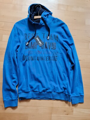 Sweatshirt with hood jeans blue mit Kapuze Camp David Herren Größe L NEU